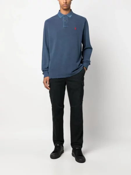 Haftowana koszula Polo Ralph Lauren żakardowa niebieska