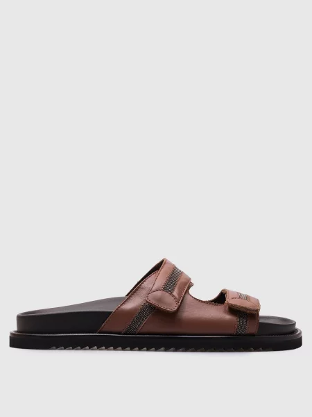 Шкіряні шльопанці з ланцюжком моніль Doucal's коричневі