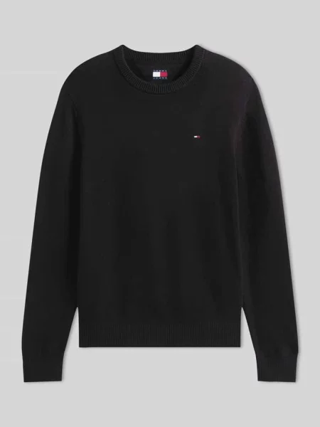 Sweter z dzianiny o kroju regular fit z czystej bawełny Tommy Jeans czarny