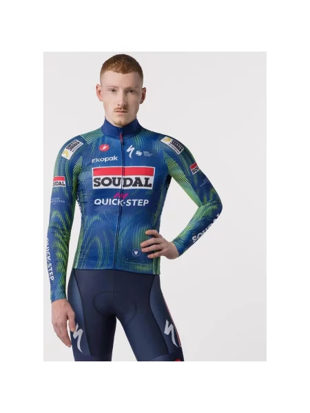 Koszulka rowerowa Soudal Quick-Step Mid Weight 2 długi rękaw niebiesko-limonkowa S niebieska