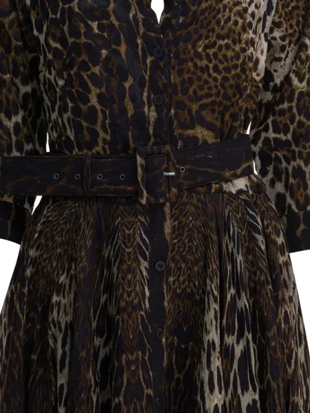 Rochie midi Samantha Sung cu imagine cu model leopard maro