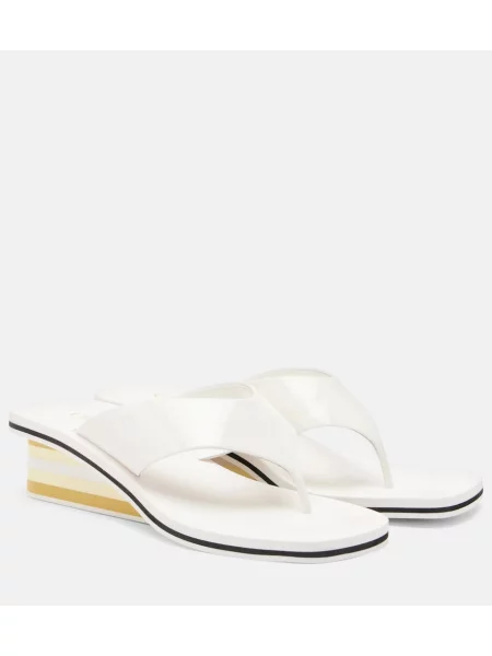 Chiloți tanga Chloé din piele de lac alb