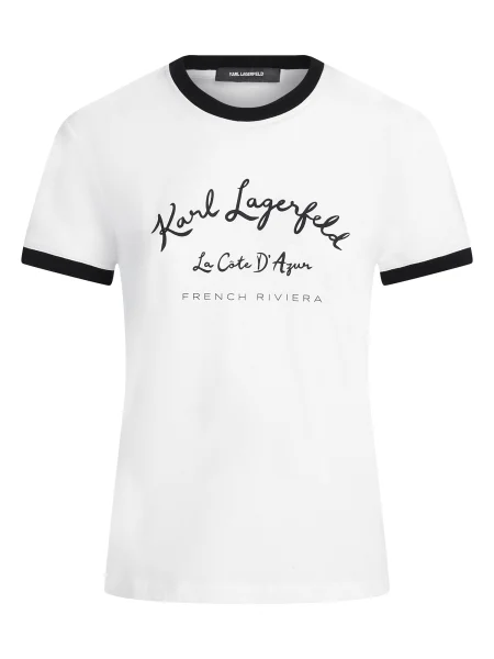 Karl Lagerfeld Tricou CÃ´te D'Azur negru alb