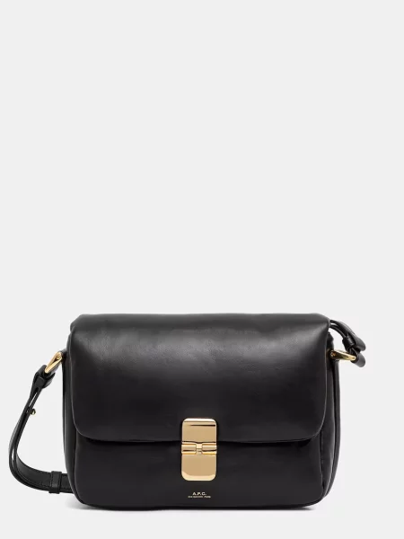 A.P.C. geantă crossbody pentru femei din piele Sac Grace Soft negru