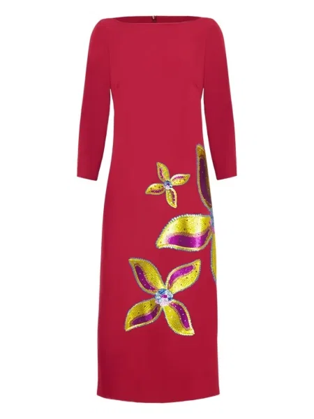 Sukienka midi Paula z cekinami do kolan garniturowa czerwona