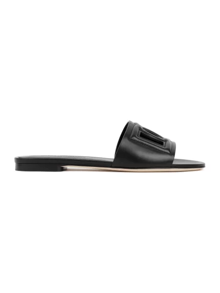 Lniane sandały Dolce&gabbana czarne