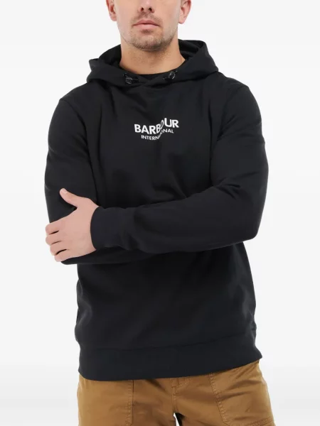 Hanorac cu glugă Barbour cu broderie negru