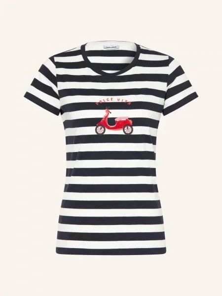 T-shirt z nadrukiem z motywem i okrągłym dekoltem More & More biała
