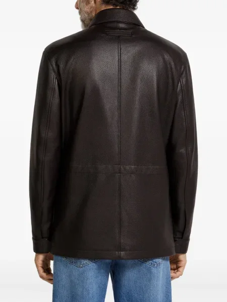 Δερμάτινο μπουφάν Zegna καφέ