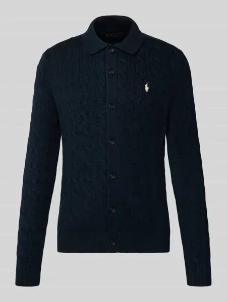 Kardigan rozpinany w kroju regular fit z czystej bawełny Polo Ralph Lauren granatowy