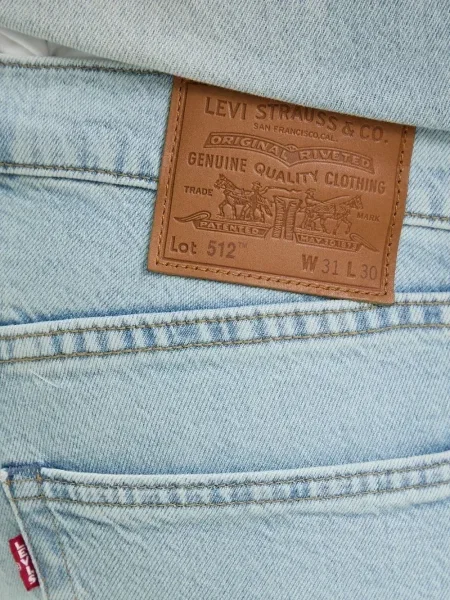 Proste jeansy Levi's 501 w paski ze stretchu dzwony niebieskie