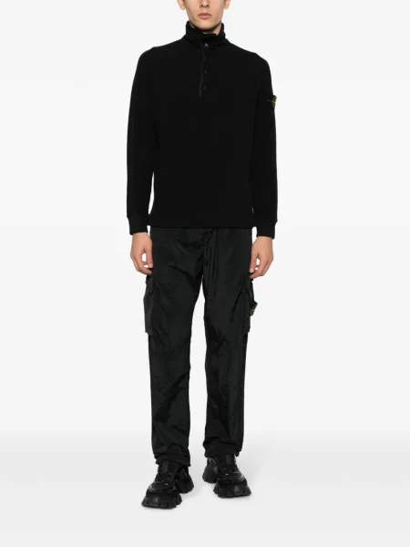 Kūginis cargo stiliaus kelnės Stone Island akmenys juoda