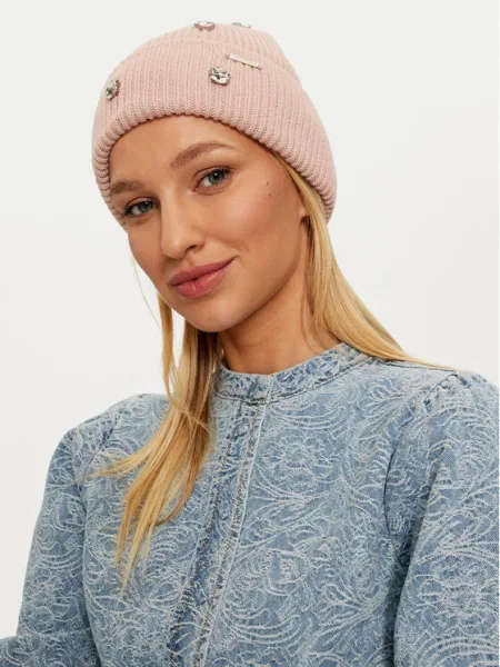 Шапка с вълна Guess розово