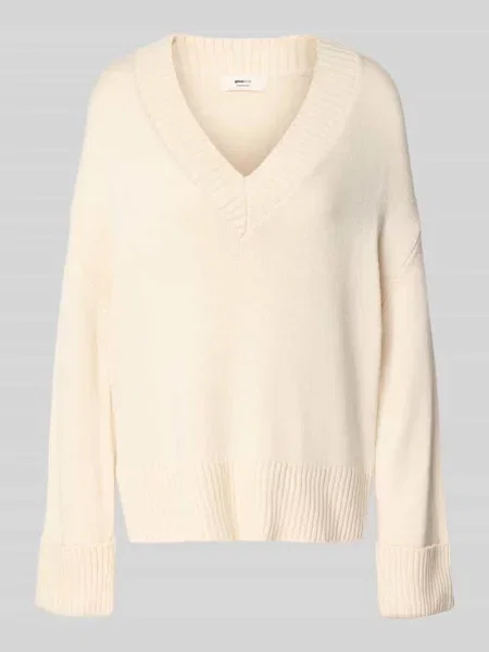 Sweter z dzianiny z dekoltem w serek Gina Tricot biały