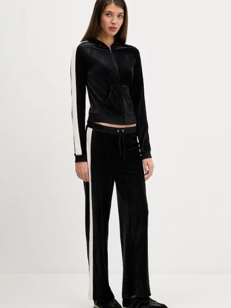 Juicy Couture bluza Heritage z kapturem gładka czarny