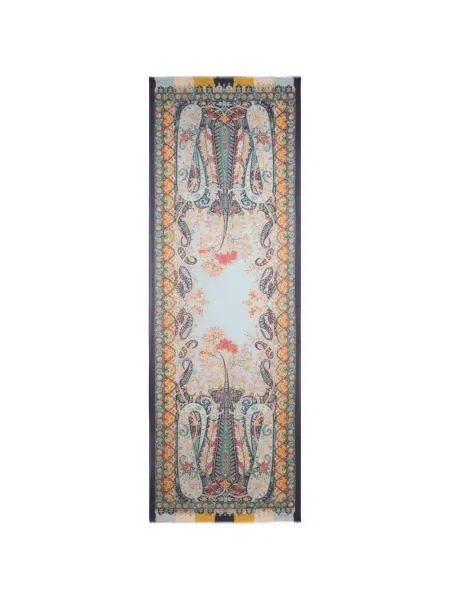 Fular Etro cu imagine cu model paisley albastru