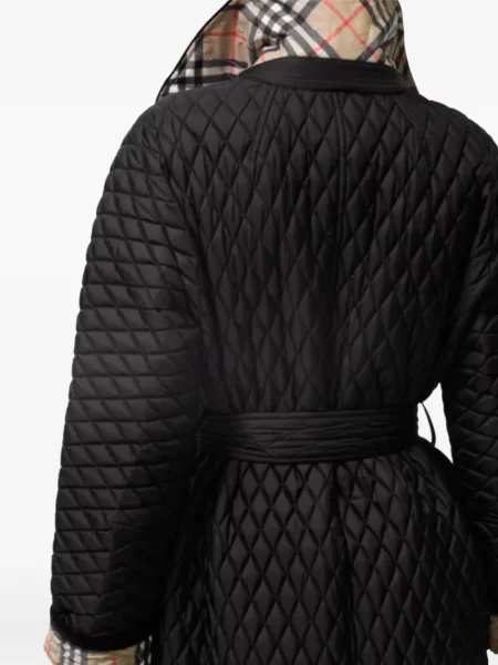 Długa kurtka Burberry pikowana czarna