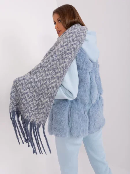 Fular Fashionhunters cu franjuri alb