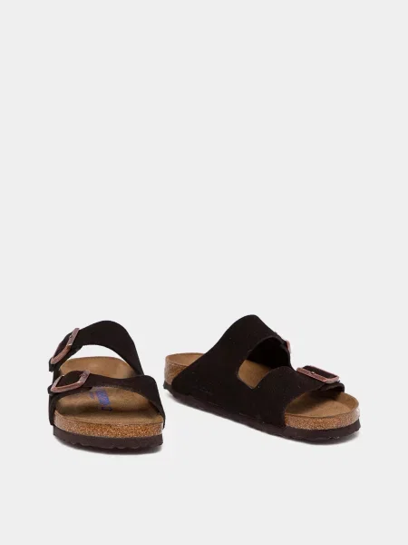 Замшевые шлепанцы Birkenstock коричневые