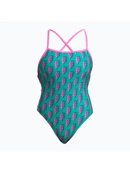 Дамски бански костюм от една част Funkita Strapped In One Piece zip zap зелено