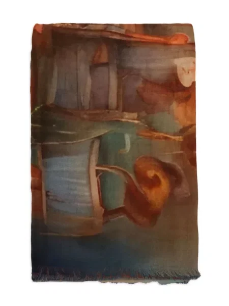 Šal D'aniello na rese s apstraktnim uzorkom narančasta