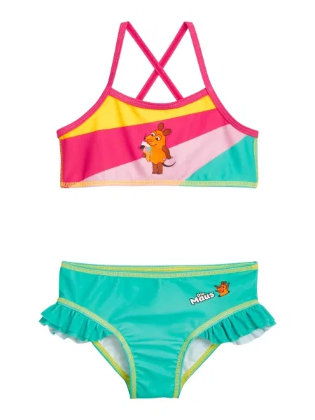 PLAYSHOES Costum de baie două piese / verde / roz / roz deschis galben