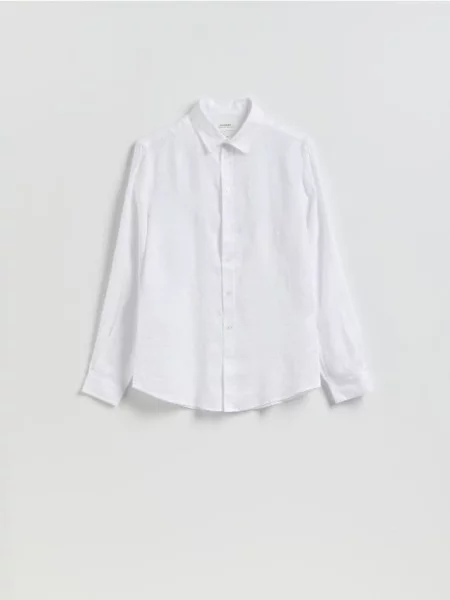 Reserved Cămașă din in croială slim alb