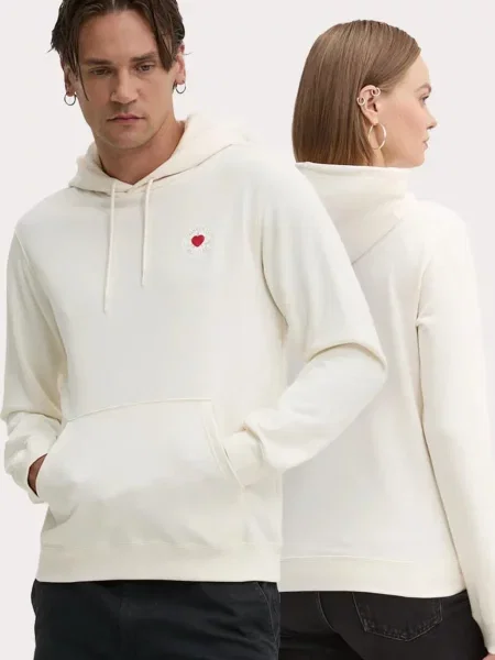 Суичър с качулка Converse с качулка с принт бежово