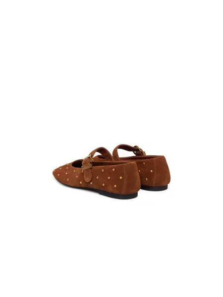 Baleríny Tommy Hilfiger Th Buckle Suede Stud Ballerina hnedá