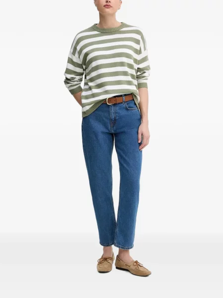 Pulover Benetton cu decolteu rotund verde