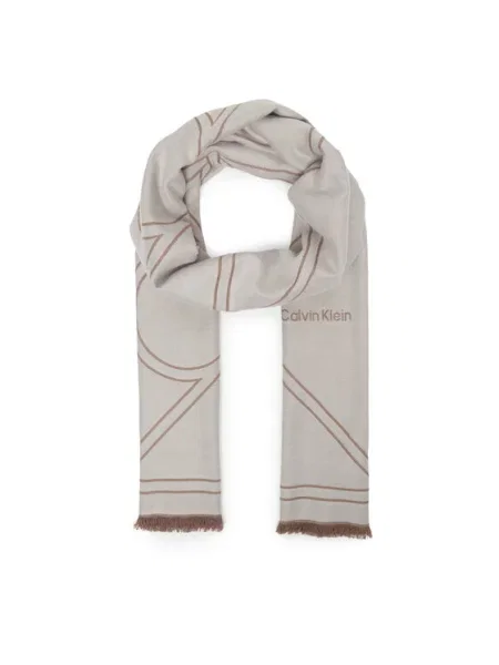 Sál Calvin Klein Emblem Repeat Lw Shawl W Fringes fehér