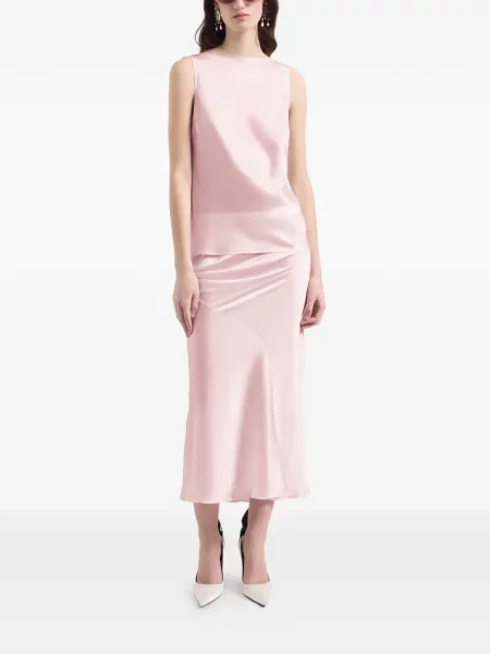 Fustă midi Nina Ricci asimetrică drapată roz