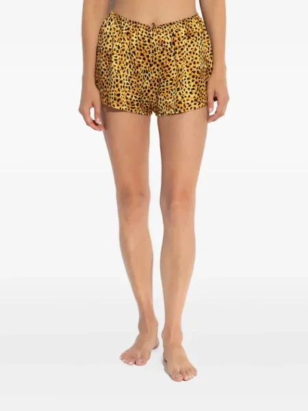 Pantaloni scurți Versace de mătase cu imagine cu model leopard
