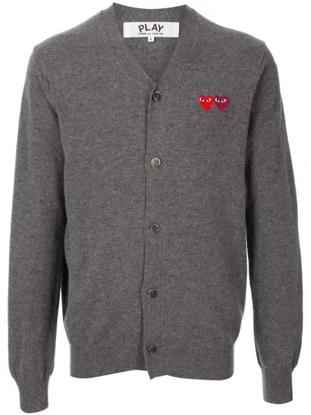 Cardigan Comme Des Garcons Play cu broderie gri