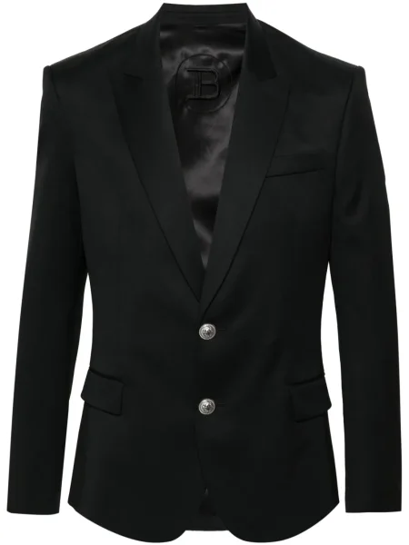 Sacou Balmain de lână cu un singur rând de nasturi negru