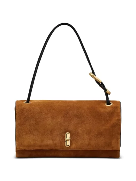 Geantă Marc Jacobs din piele de căprioară maro
