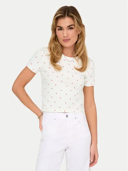 T-shirt o kroju regular fit z mieszanki bawełny model FENJA' Only biała