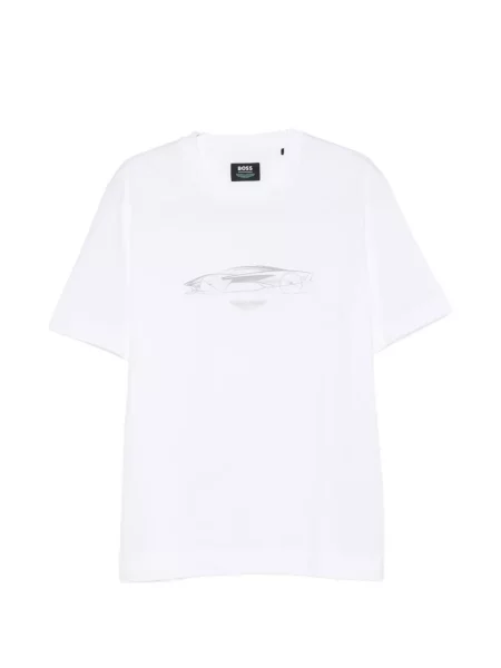 Tricou Boss cu imagine alb