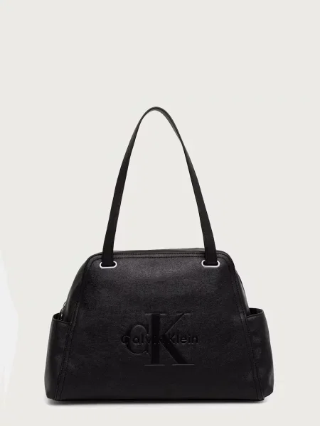 Kožená shopper kabelka Calvin Klein černá