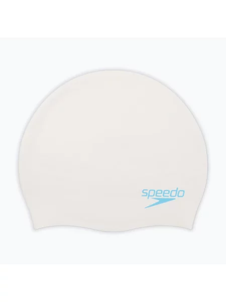 Детска шапка за плуване Speedo Plain Moulded Silicone white/aqua splash бяло