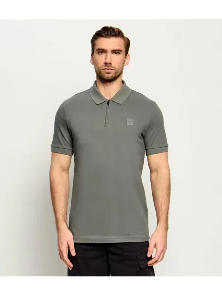 Tricou polo Boss Orange gri