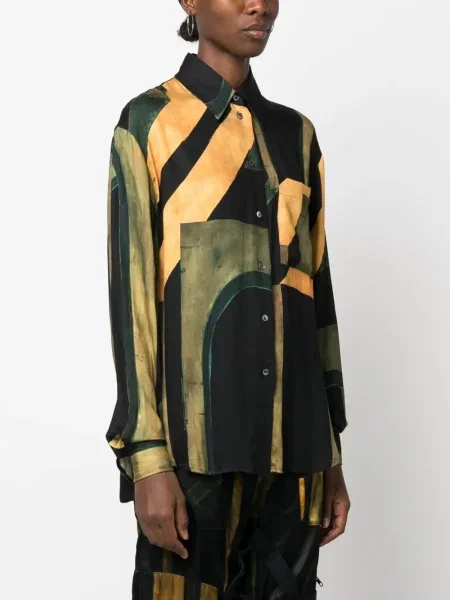 Cămașă Louisa Ballou cu imprimeu abstract galben