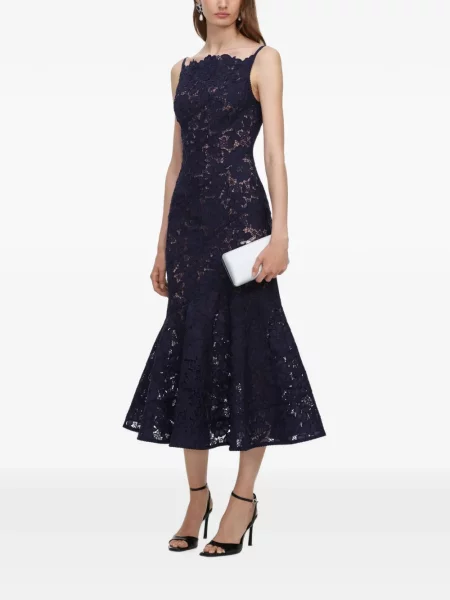 Rochie midi Self-portrait din dantelă albastru