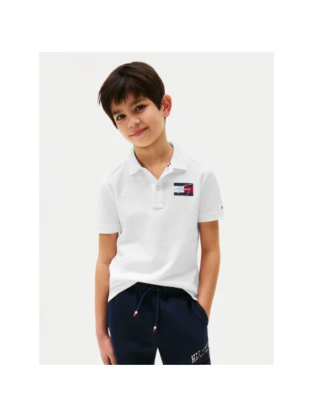 Tommy Hilfiger Polo majica Script Flag Logo bela