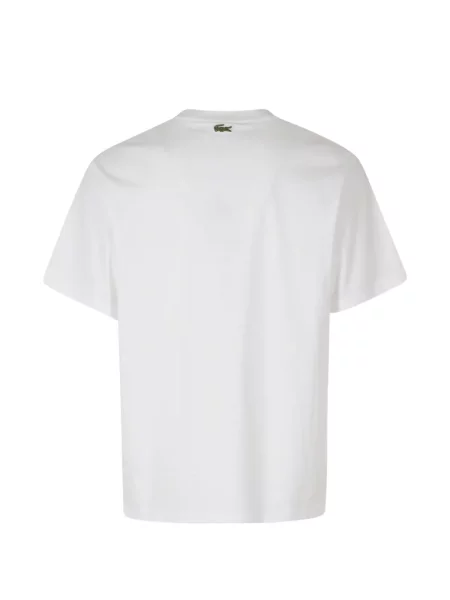 Μπλούζα Lacoste με κέντημα από ζέρσεϋ λευκό