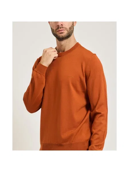 Sweter o kroju regular fit z dzianiny z czystej żywej wełny model ‘BOTTO’ Boss pomarańczowy