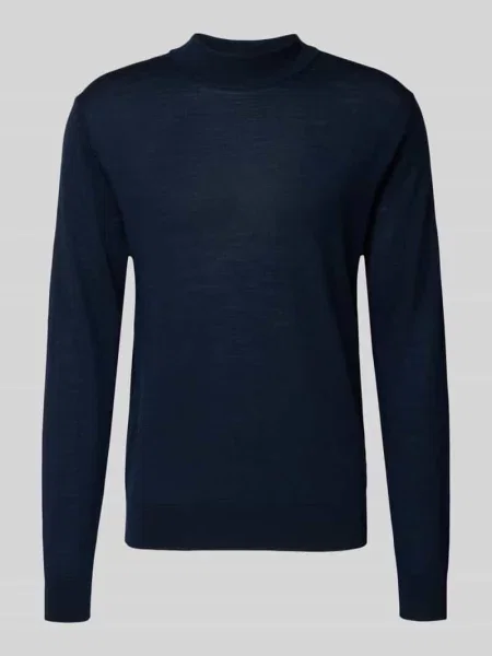 Sweter z dzianiny z wełny merino Manuel Ritz granatowy
