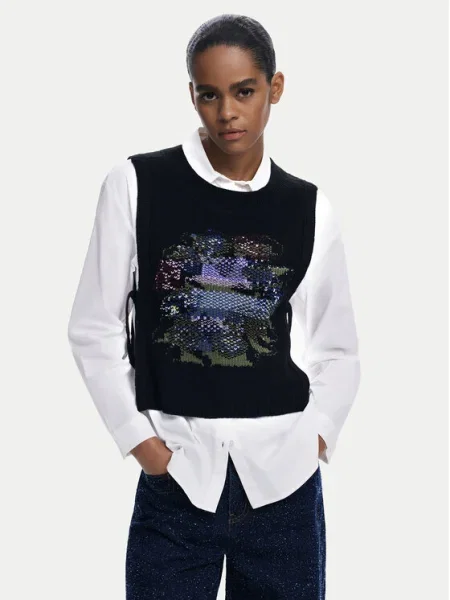 Desigual Cămașă Chaleco alb