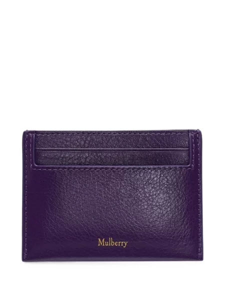 Portofel Mulberry din piele cu imagine violet