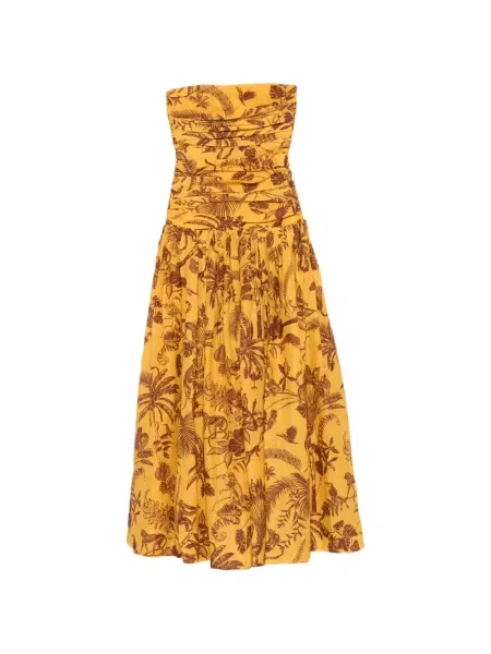 Rochie Alemais cu model floral cu imagine de costum galben